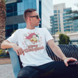 Camiseta Merry Christmas Retro Typography Santa Gorra Rosa<br><div class="desc">Feliz Navidad,  tipografía retro rosa con un santa claus con un gorra rosa.</div>