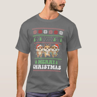 Camiseta Merry Christmas Retro Ugly Navidades Meerkat retro