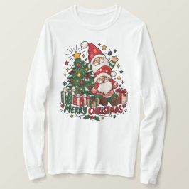 Camiseta Merry Christmas Santa & Christmas Tree Holiday Des