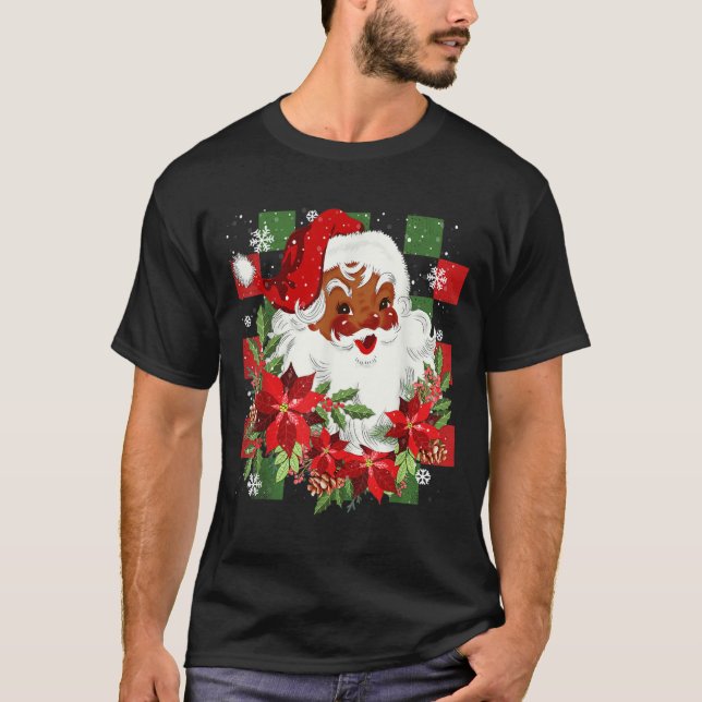 Camiseta Merry Christmas Santa Claus Black Afro African Ame (Anverso)