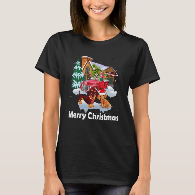 Camiseta Merry Christmas Santa Dachshund Dog Christmas Truc (Anverso)