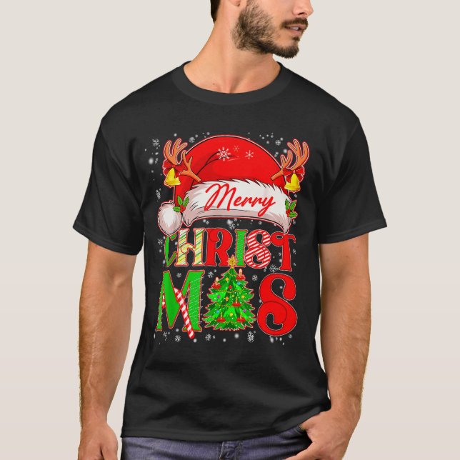 Camiseta Merry Christmas Santa Hat Family Matching Pajamas  (Anverso)