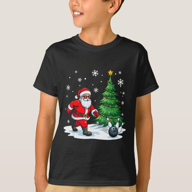 Camiseta Merry Christmas Santa Playing Bowling Srt Lovers  (Anverso)