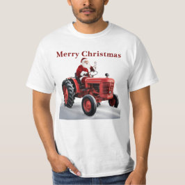 Camiseta Merry Christmas Santa Red Tractor Guay Farm