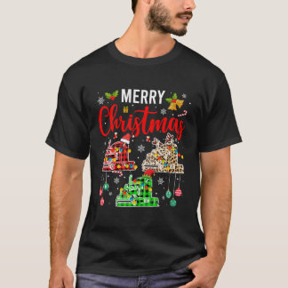 Camiseta Merry Christmas Santa Reindeer Elf Trucking Conduc