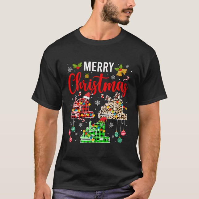 Camiseta Merry Christmas Santa Reindeer Elf Trucking Conduc (Anverso)