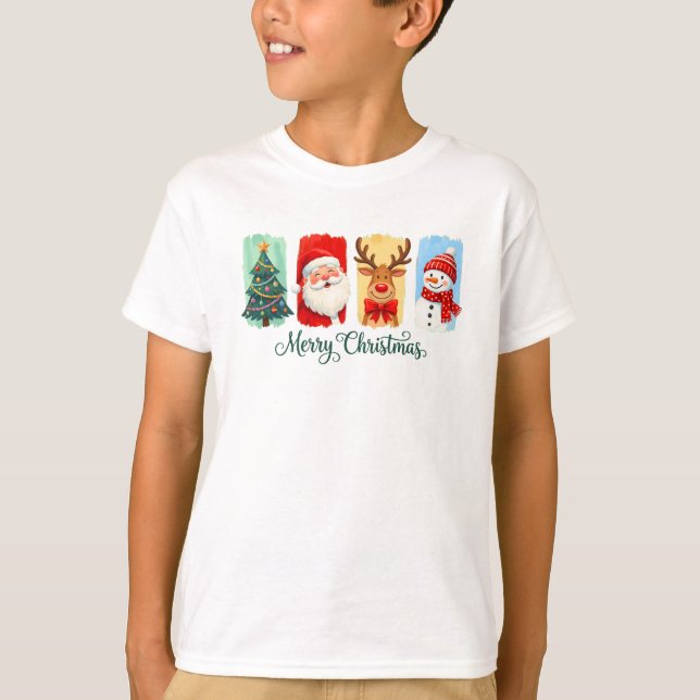 Camiseta Merry Christmas Santa Reindeer Snowman (Anverso)
