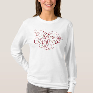 Camiseta Merry Christmas Script Typography Your Color