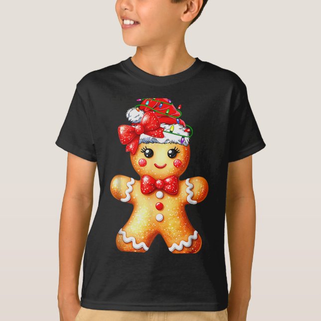 Camiseta Merry Christmas Shirt Gingerbread Santa Pajamas Gi (Anverso)