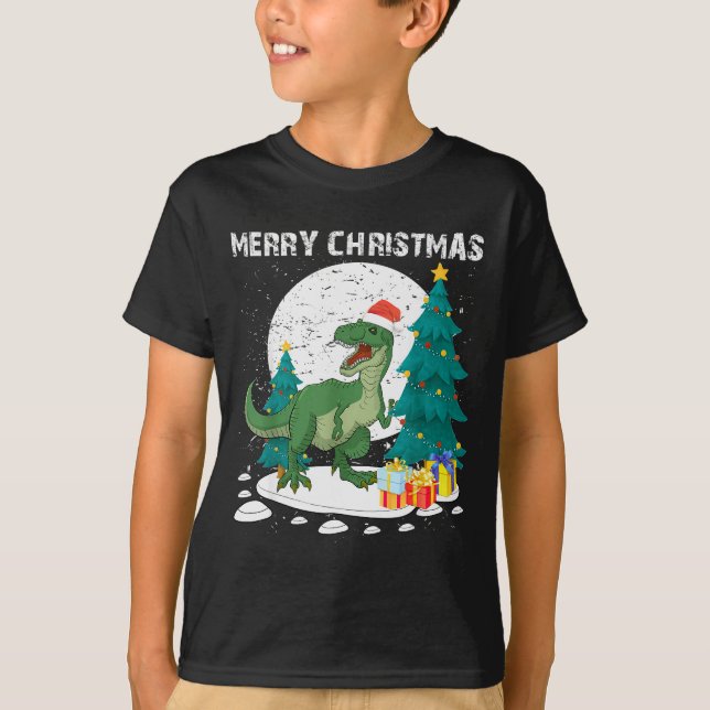 Camiseta Merry Christmas Shirts For Women Xmas Santa T Rex  (Anverso)