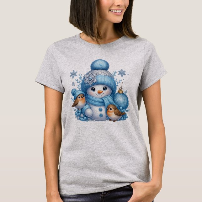 Camiseta Merry Christmas snowman, Bird tshirt (Anverso)