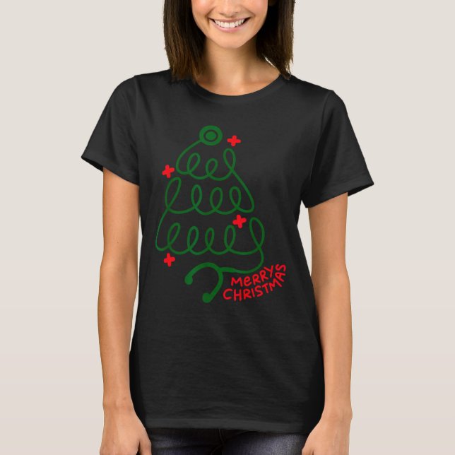 Camiseta Merry Christmas Stethoscope Nurse Cna Xmas Holiday (Anverso)