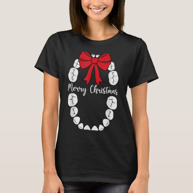 Camiseta Merry Christmas Teeth Wreath Dental Christmas Shir (Anverso)