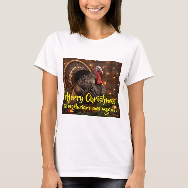 Camiseta Merry Christmas to vegetarians and vegans. (Anverso)