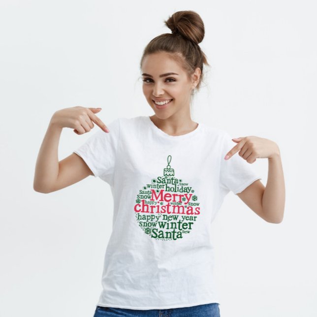 Camiseta Merry Christmas Tree Ball typotion Red Green (Subido por el creador)