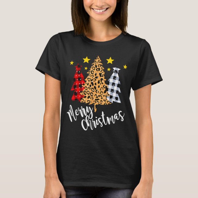 Camiseta Merry Christmas Tree Buffalo Plaid Red Green Xmas  (Anverso)