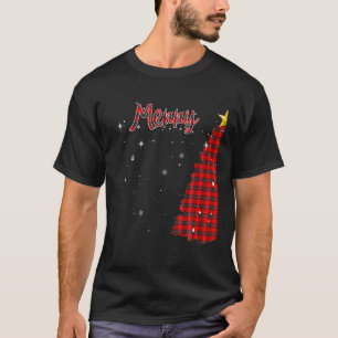 Camiseta Merry Christmas Tree Buffalo Plaid Xmas Parejas Ma