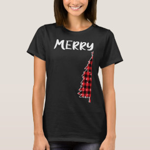 Camiseta Merry Christmas Tree Buffalo Plaid Xmas Parejas Ma