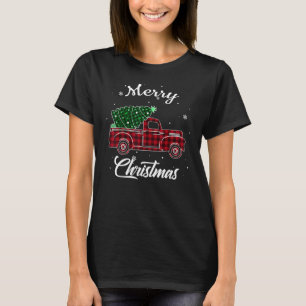 Camiseta Merry Christmas Tree Buffalo Truck Tree Red Plaid