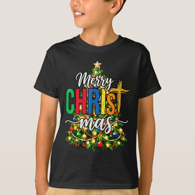 Camiseta Merry Christmas Tree Christian Xmas  (Anverso)