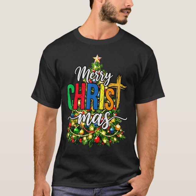 Camiseta Merry Christmas Tree Christian Xmas  (Anverso)