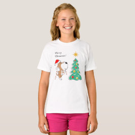 Camiseta Merry Christmas Tree Cupy Perro Santa Hat
