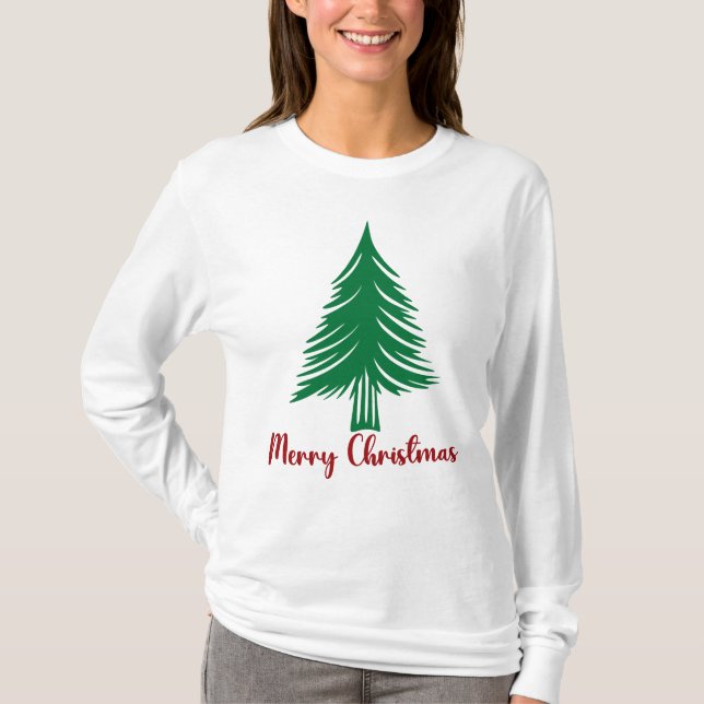 Camiseta Merry Christmas Tree de manga larga (Anverso)