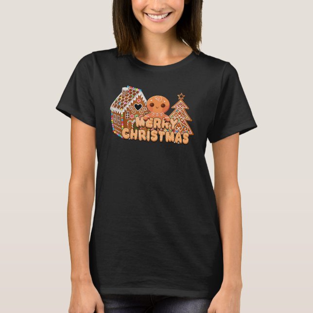 Camiseta Merry Christmas Tree Gingerbread Xmas vibes Snowma (Anverso)