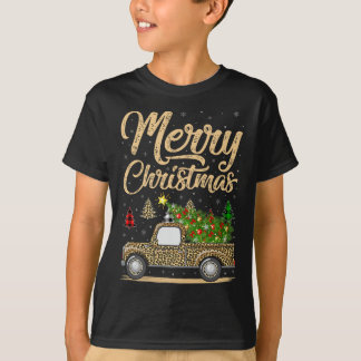 Camiseta Merry Christmas Tree Leopard Truck Xmas Family Paj