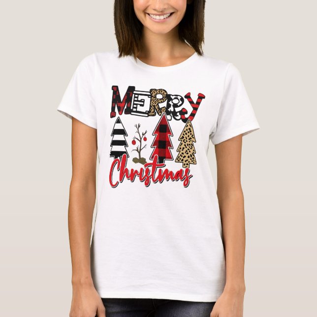 Camiseta Merry Christmas Tree Patchwork (Anverso)