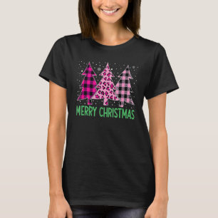 Camiseta Merry Christmas Tree Pink Buffalo Tocado Y Leopar