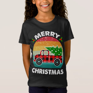 Camiseta Merry Christmas Tree Retro Camión Rojo Buffalo Jug