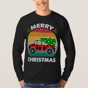 Camiseta Merry Christmas Tree Retro Camión Rojo Buffalo Jug