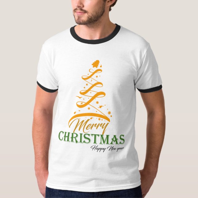 Camiseta Merry Christmas Tree Ringer T-Shirt 🎄 | Freefit H (Anverso)