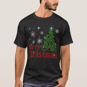 Camiseta Merry Christmas Tree Snowfling Bling