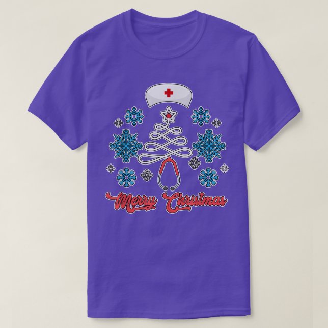 Camiseta Merry Christmas Tree Stethoscope Enfermera Funny C (Diseño del anverso)
