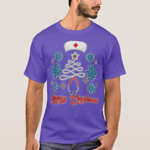 Camiseta Merry Christmas Tree Stethoscope Enfermera Funny C
