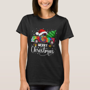 Camiseta Merry Christmas Truck Tree Santa Hat ilumina Match