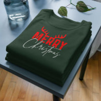Merry Christmas Typography Antlers