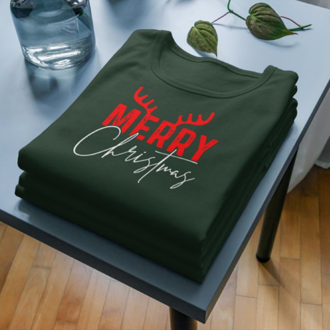 Camiseta Merry Christmas Typography Antlers (Subido por el creador)