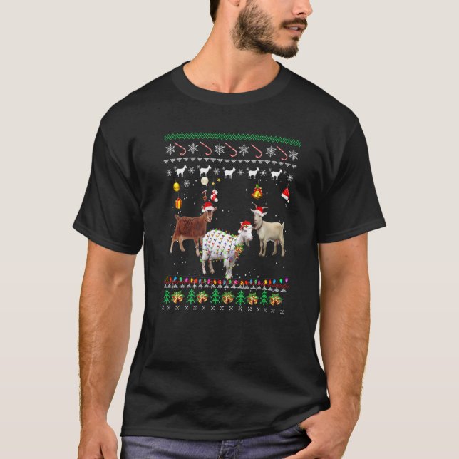 Camiseta Merry Christmas Ugly Xmas Goat Santa Hat Christmas (Anverso)
