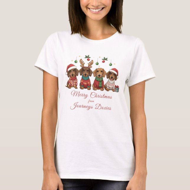 Camiseta Merry Christmas Weiner Dachshund Holiday (Anverso)