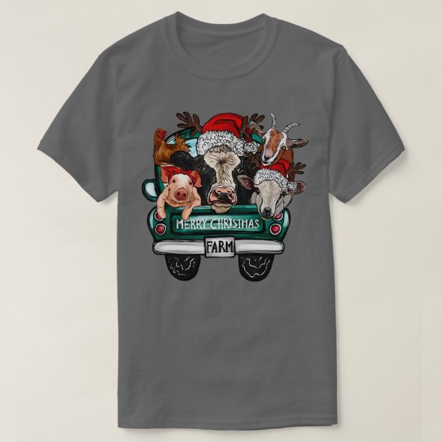 Camiseta Merry Christmas Western Farm Animals Vegan Cow Pig (Diseño del anverso)