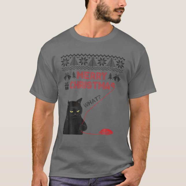 Camiseta Merry Christmas What? Black Cat Stole Christmas Ug (Anverso)