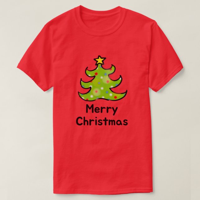 Camiseta Merry Christmas Whimsical Tree Design (Diseño del anverso)