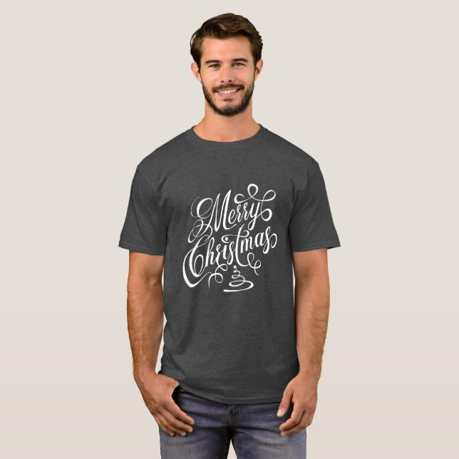 Camiseta Merry Christmas White Fancy Cursive Typography (Anverso completo)