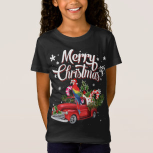 Camiseta Merry Christmas Xmas Tree Red Truck Parrot Santa H