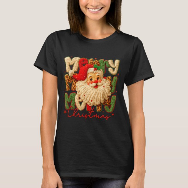 Camiseta Merry Christmas Xmas Vibes Santa Latch Hook Yarn C (Anverso)