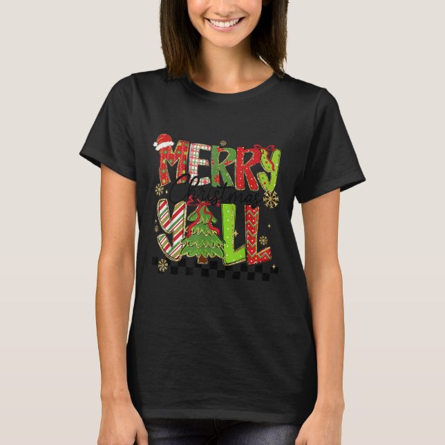 Camiseta Merry Christmas Y’all Southern Christmas Tree Girl (Anverso)