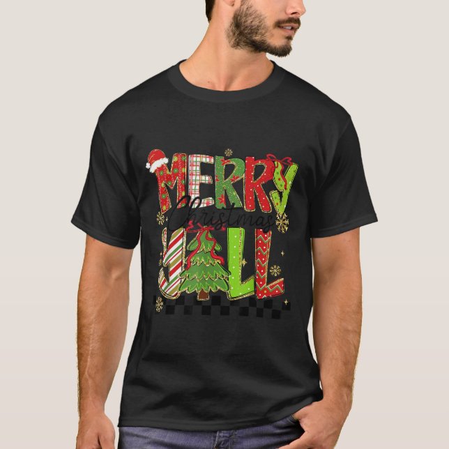 Camiseta Merry Christmas Y’all Southern Christmas Tree Girl (Anverso)